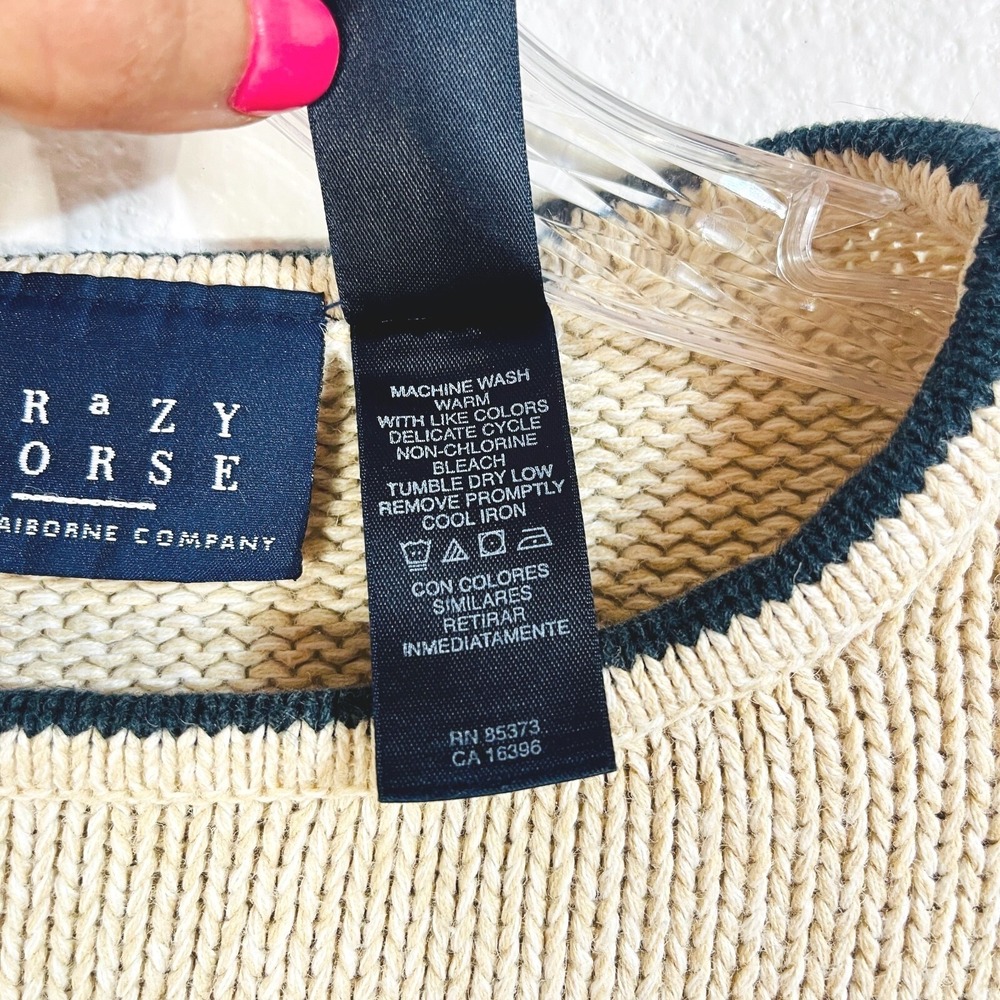 Crazy Horse Womens Cozy Knit‎ Sweater Size S Cream Neutral Winter Cabincore - Picture 6 of 9